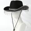 Rhinestones Tassels Hat Fashionable Western Hat Denims Hat Wild Western Hat for Stylish Men and Women