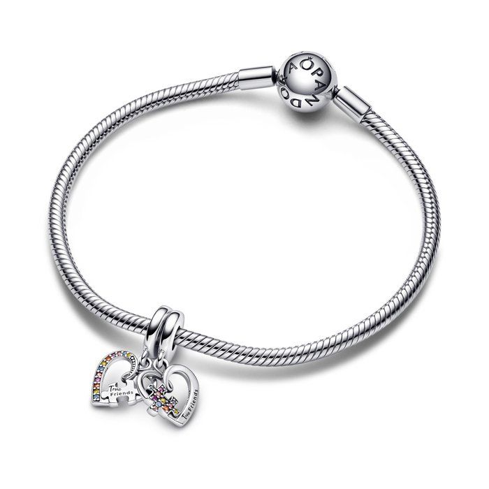 PANDORA Charm Pendant Amitié Séparable Cœurs Pièce de Puzzle 792239C01
