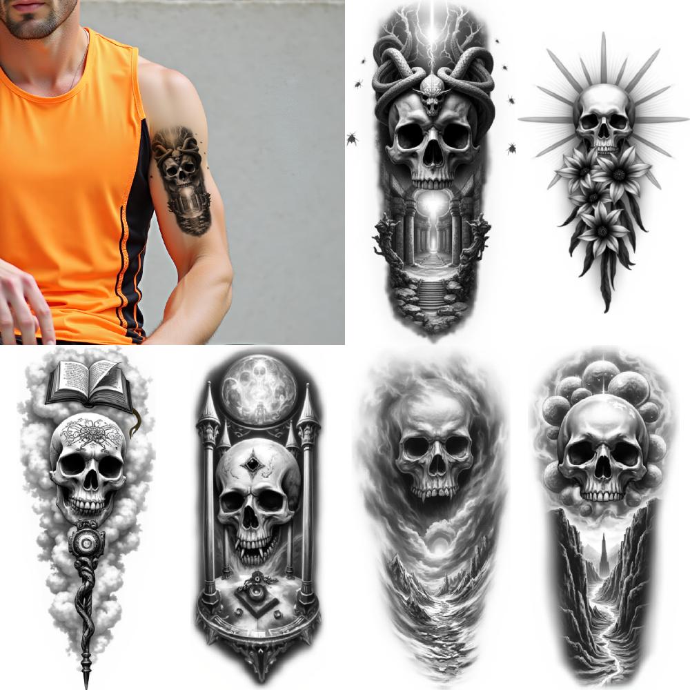 3pcs Temporary Tattoo Realistic Temporary Tattoos Wings Bat Flowers For Thighs Arms Men