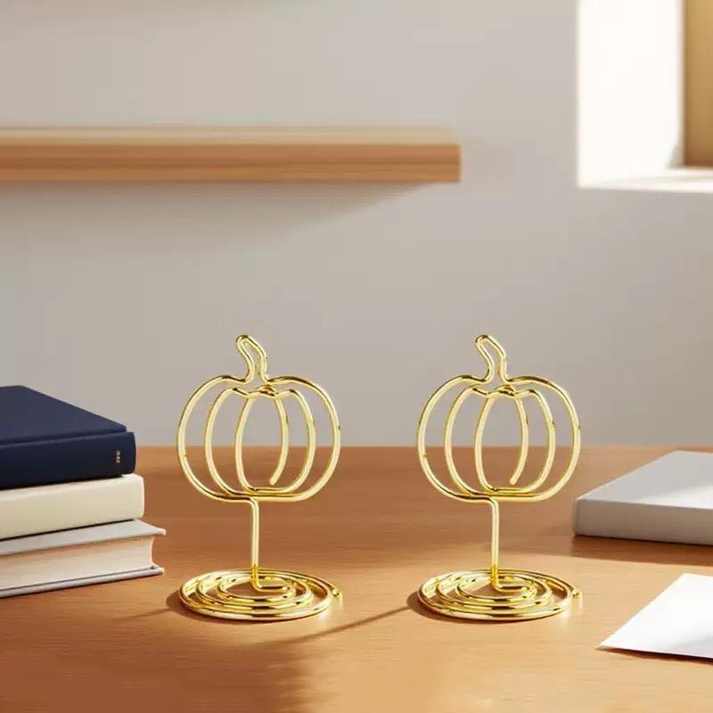 WTEMPO Creative Pumpkin Shaped Design Card Holders Office Table Card Holders DIY Desk Sign Holders Table Number Holder Stands Picture Holders
