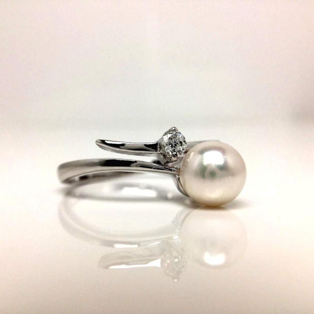 Ise Shima Pearl Specialty Store Isowa Pearl Akoya Pearl Free Size Ring Pink Silver Zircon 65709 [Isowa Pearl] 5.5-6.0mm White-White
