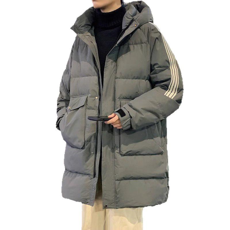 Men's 2025 Mid-length Down Jacket - Winter Thickened Casual Hooded Outerwear for Youth Fashion and Cold Protection