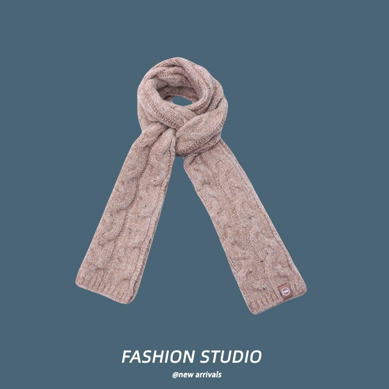 Solid color new knitted fashion versatile scarf autumn and winter wool warm and cold neck protection personalized scarf advanced texture