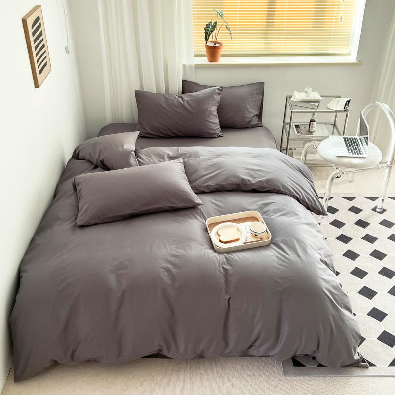 Pure Cotton Quilt Cover, Color Matching Four-piece Set, Pure Cotton, Pure Autumn and Winter Simple Single Product, Bedding, Duvet Cover
