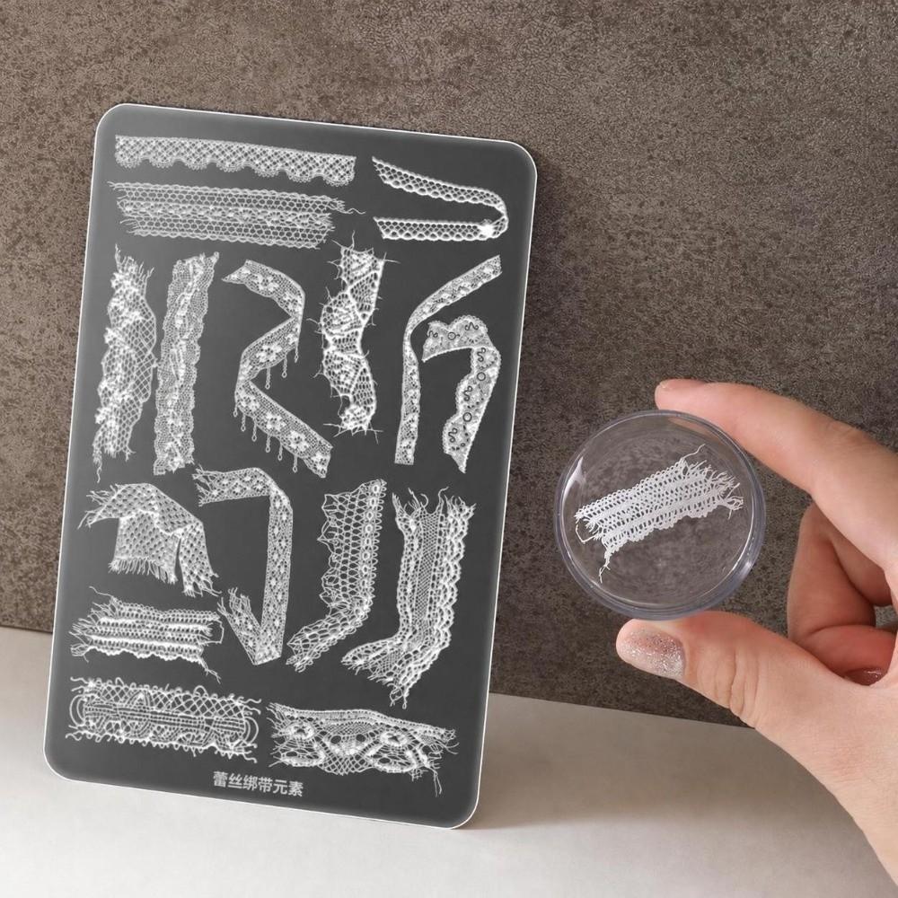 Hollow Floral Nail Stamping Plates Plaid Pattern DIY Manicure Stencils Manicure Tools