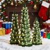 Pre-lit Hand-Painted Resin Tabletop Christmas Tree Small Light Up Holiday Tree Decoration with Timer for Home Party Decor