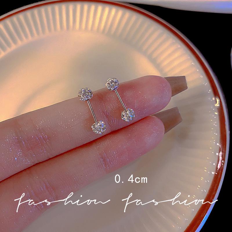 Zirconia Threaded Screw Earrings: Elegant Cartilage & Ear Studs for Women