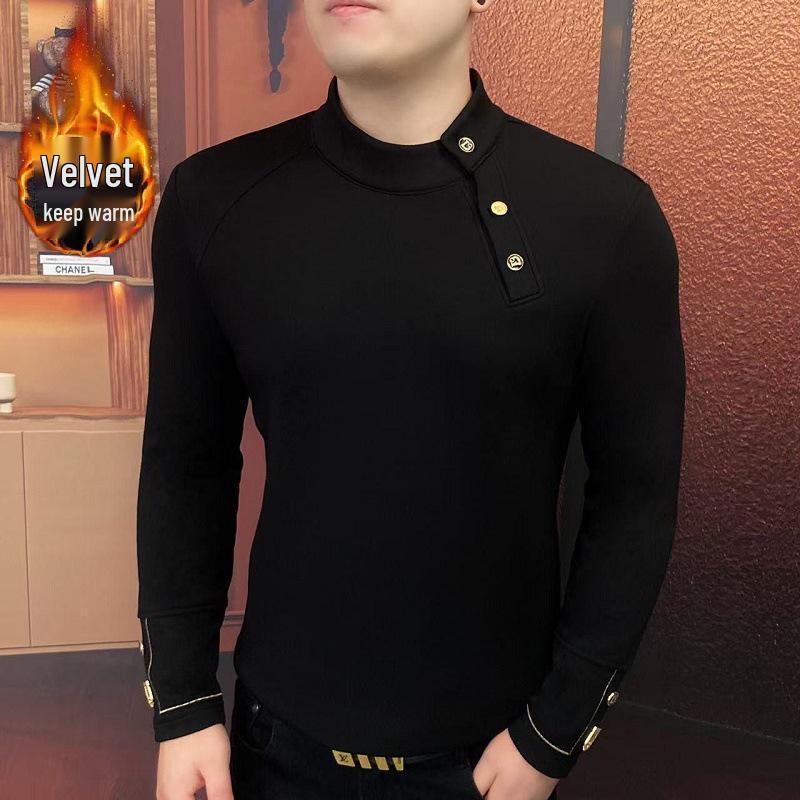 Stylish Men s Autumn/Winter Half-High Collar Fleece Hoodie Pullover L 115-130 jin