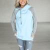 Women's Zip Funnel Neck Hooded Sweatshirts Long Sleeve Pullover Hoodie Drawstring Hoody Raglan Pullover Tops