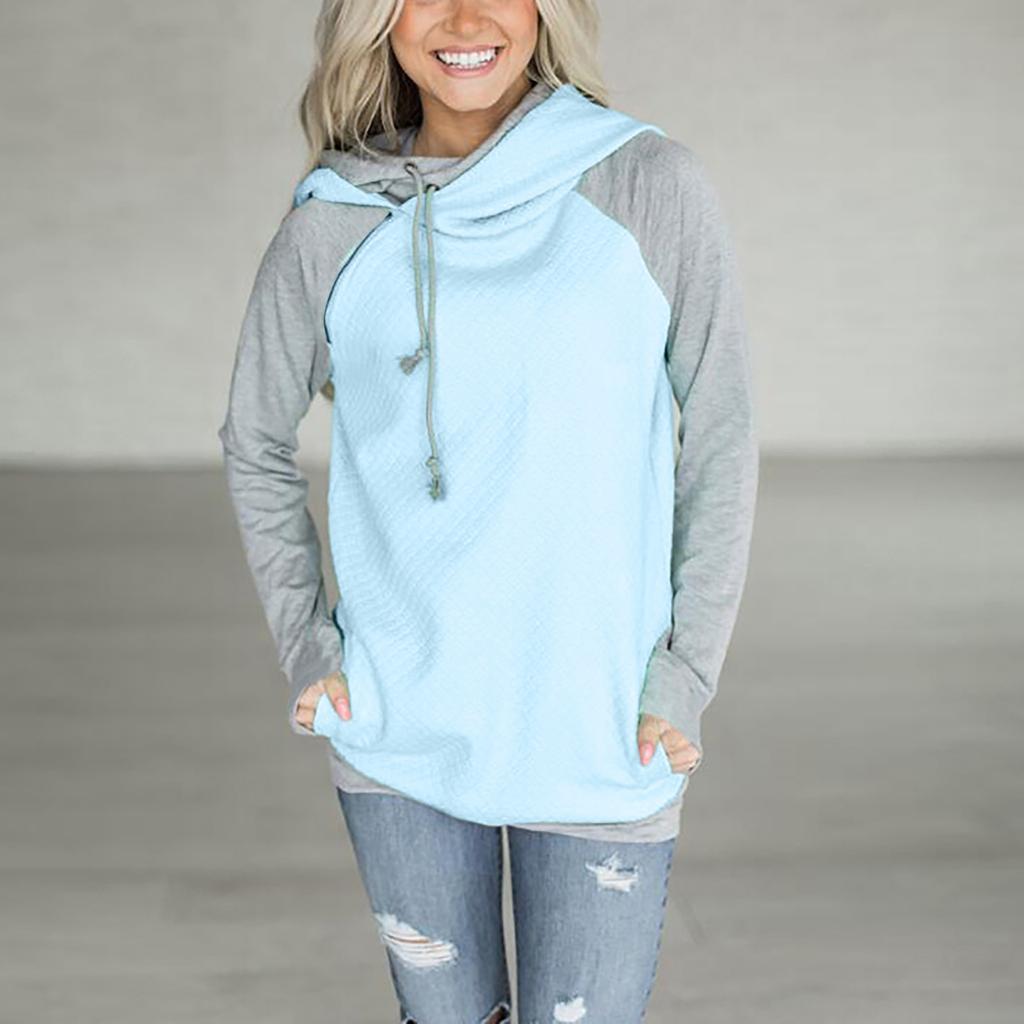 Women's Zip Funnel Neck Hooded Sweatshirts Long Sleeve Pullover Hoodie Drawstring Hoody Raglan Pullover Tops