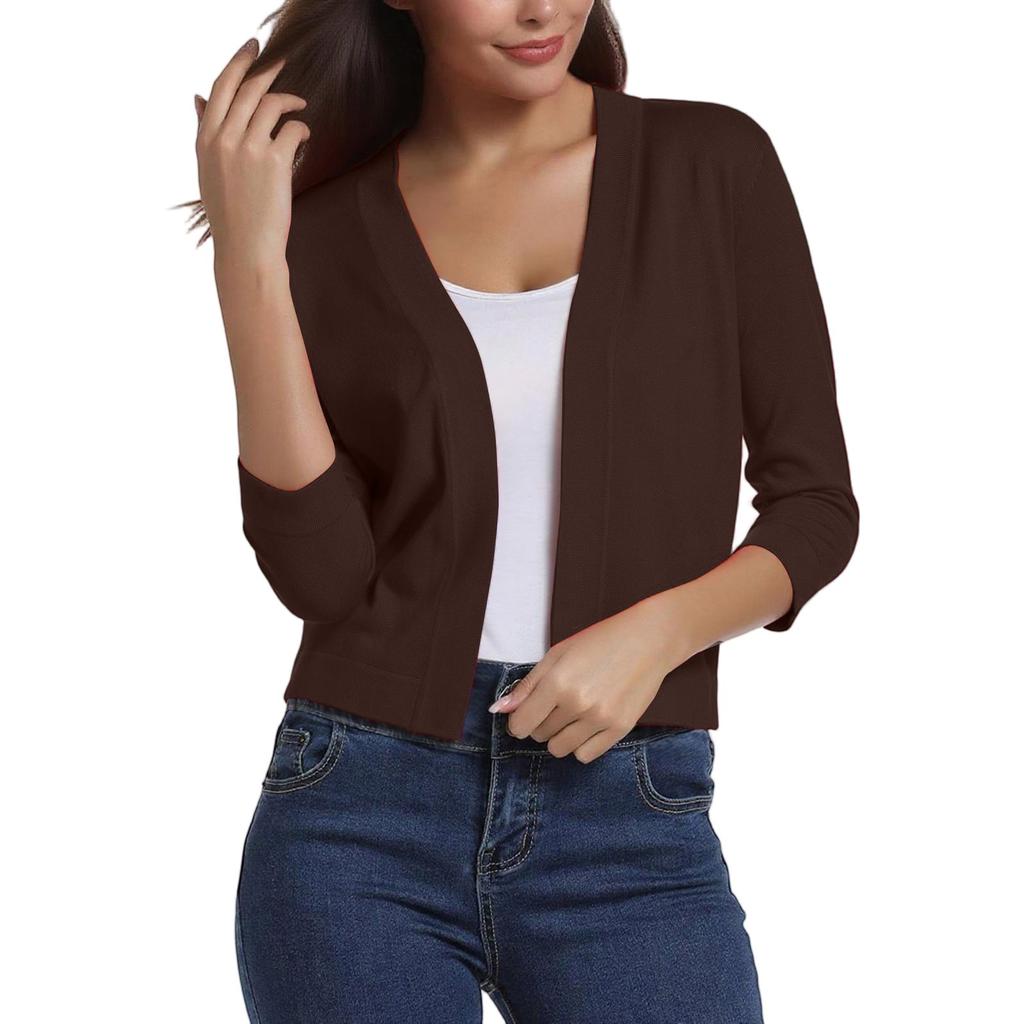 Women's Fashion Versatile Short Jacket Knitted Cardigan Colour Tops