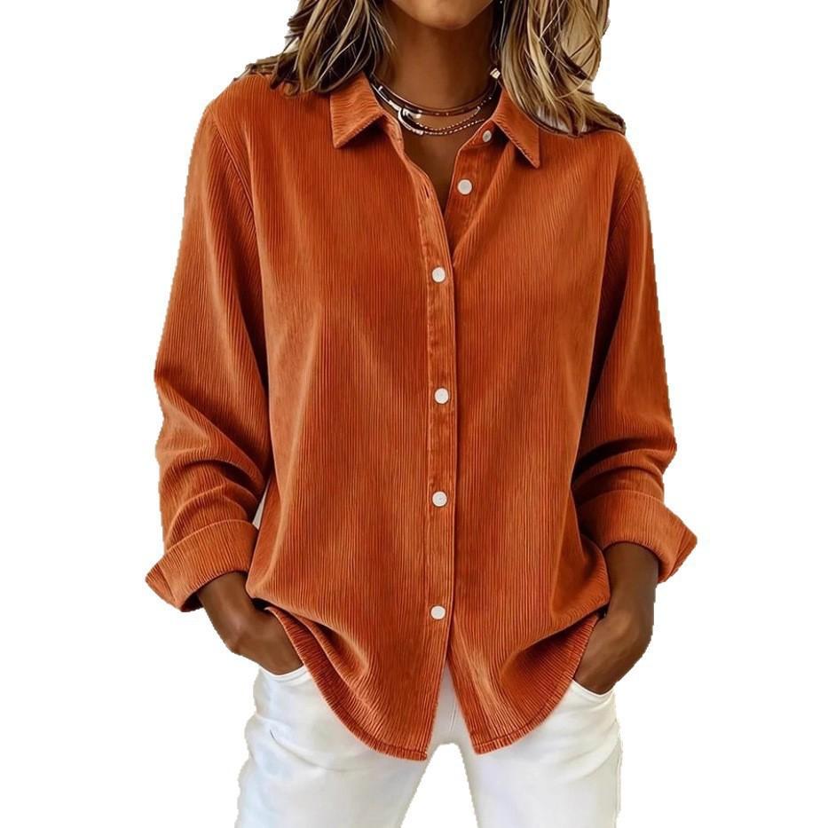 

New Autumn-winter Women s Corduroy Casual Shirt 3XL помаранчевий