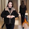 Women's Winter Casual Warm Short Jacket Lined Fleece Jacket Loose Casual Jacket
