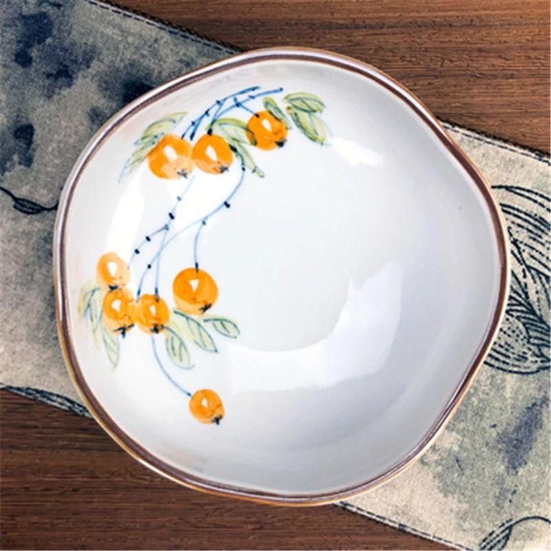 Refreshment Dish Chinese Fruit Dessert Plate Small Dish Jingdezhen Underglaze Color Ceramic Tea Tray Hand Painted Tableware