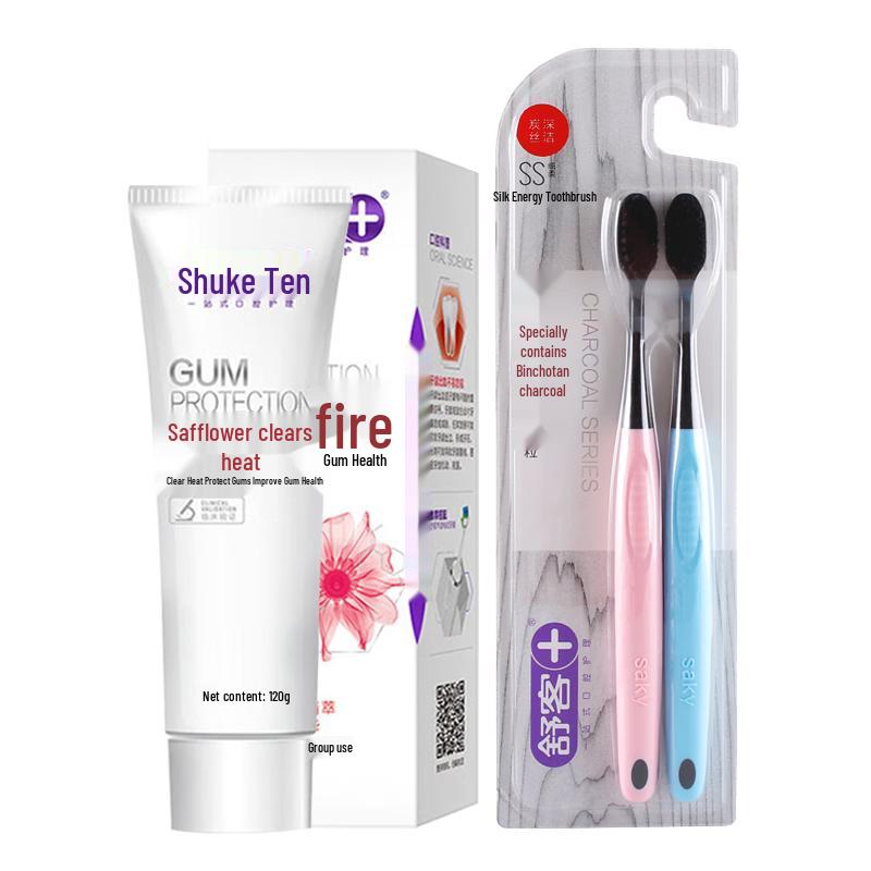 Saky Safflower Fresh Breath Toothpaste & Toothbrush Set