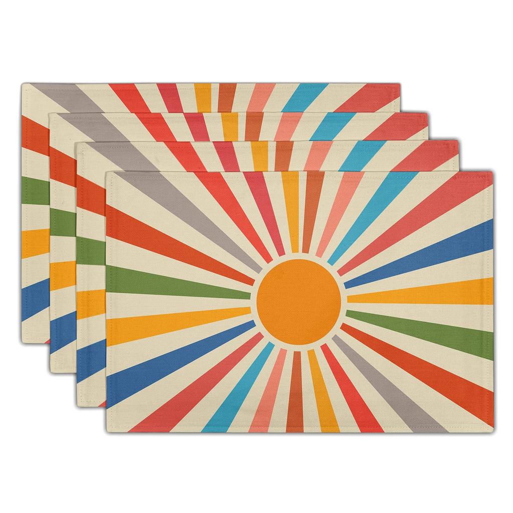 Böhmische Tischsets Exotische Leinen-Tischsets Waschbare Totem-Tischsets Tischmatten Isolieruntersetzer Bedruckte Rutschfeste Untersetzer