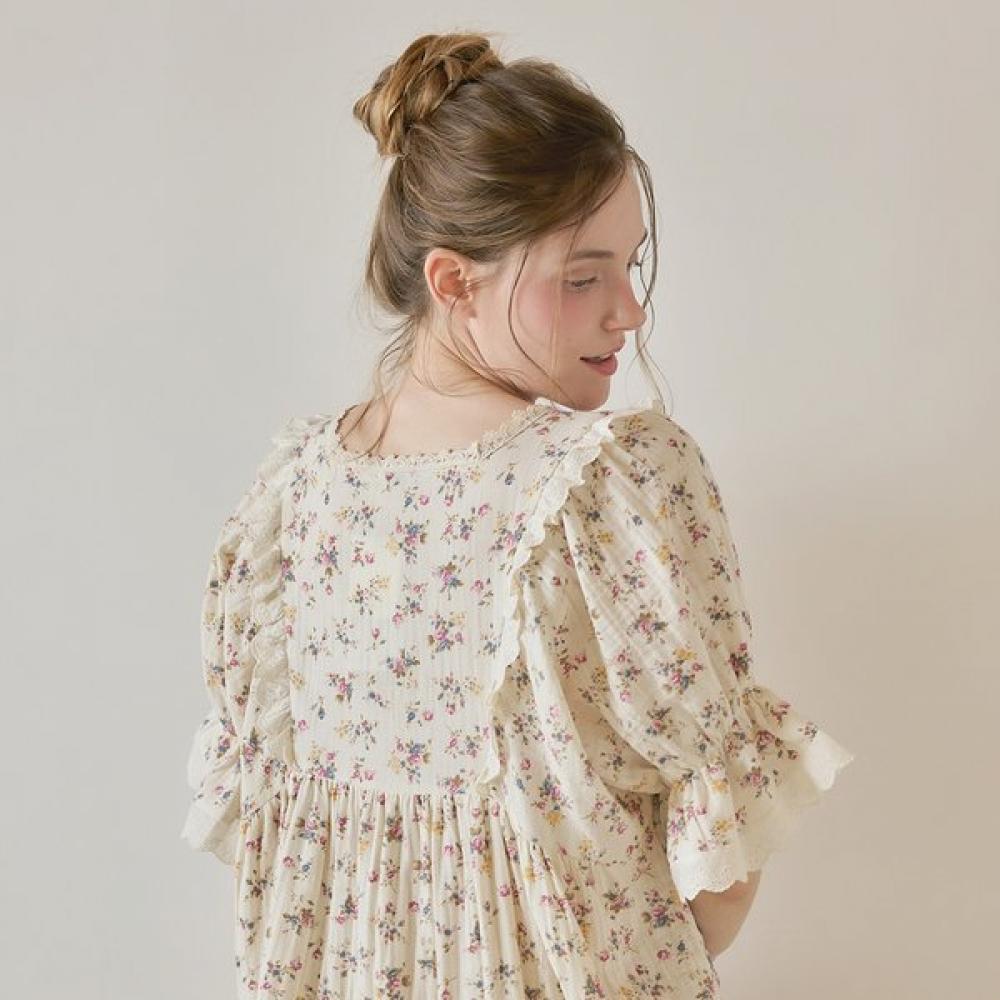 Lunaluz Women S Flora Cotton Short Sleeve Square Neck dreSS pajamaS