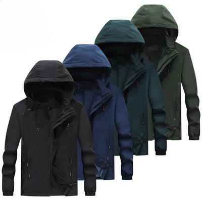 Herren Frühling und Herbst Abnehmbare Kapuzenjacke Lässige Sport Plüsch Baumwolljacke Einfarbig Trendige Herren
