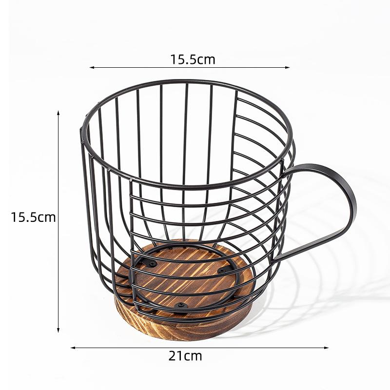 

Nordic Fruit Bowl Creative Living Room Hook Multilayer Iron Wood Tray Banana Storage Basket