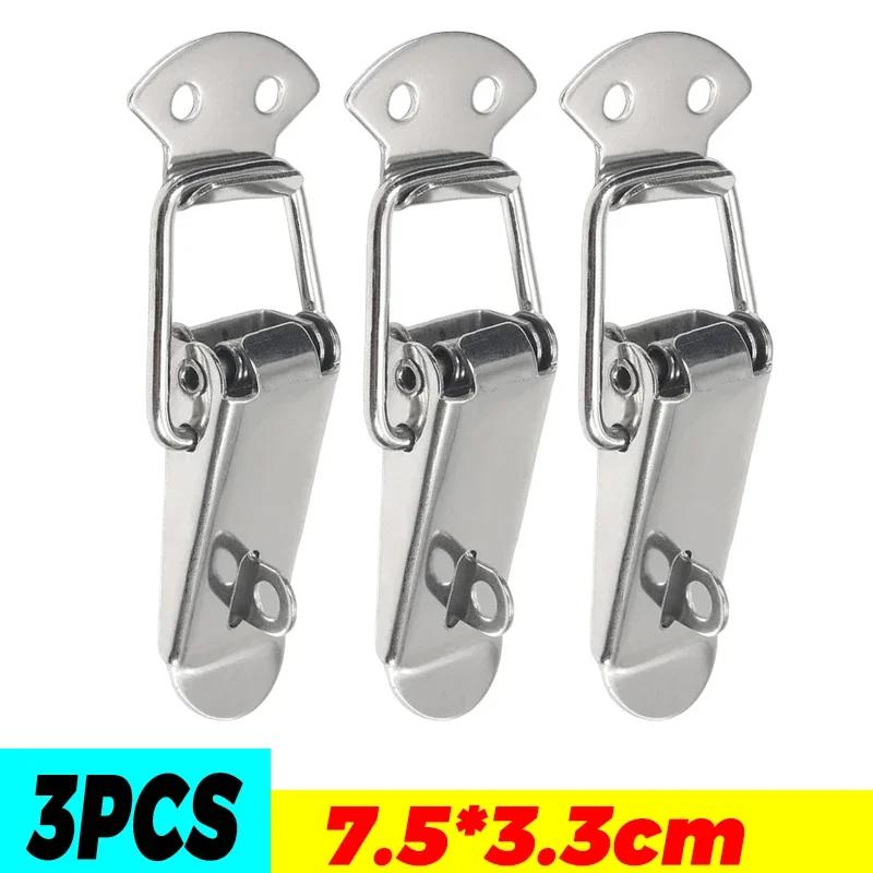 10/1PC Duck Beak Spring Buckle Stainless Steel Door L Lock Hasp Latches Wooden Box Furniture Cabinet Door Spring Buckles Clamps
