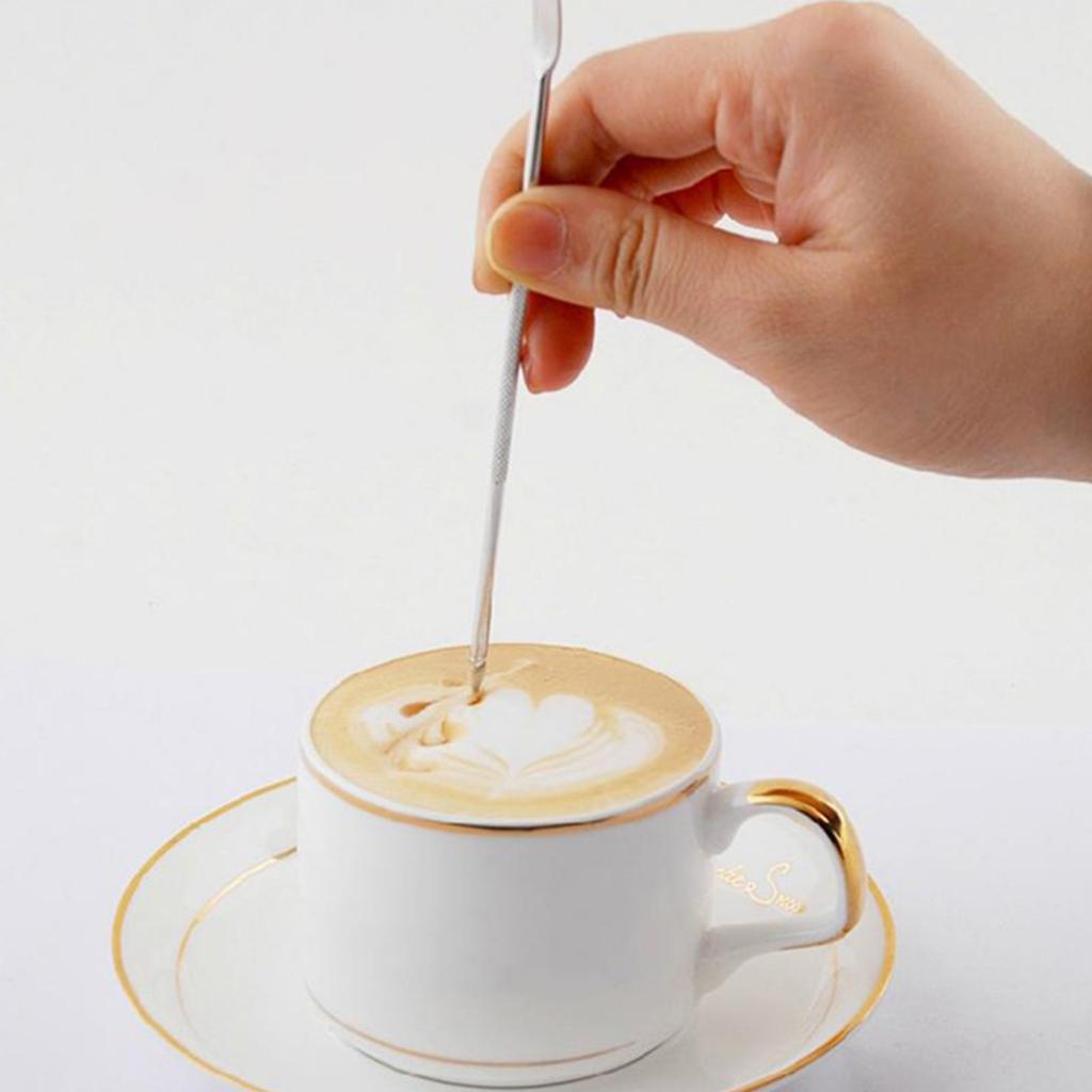 Edelstahl Kaffee Latte Art Stift Schicker Café Werkzeug Stift Ersatz für Cappuccinos Lattes Espresso Dekoration