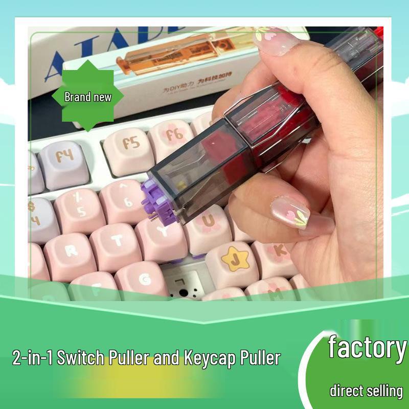 2-in-1 Keycap and Switch Puller for Hot-Swappable Mechanical Keyboards - Key Removal and Cleaning Tool