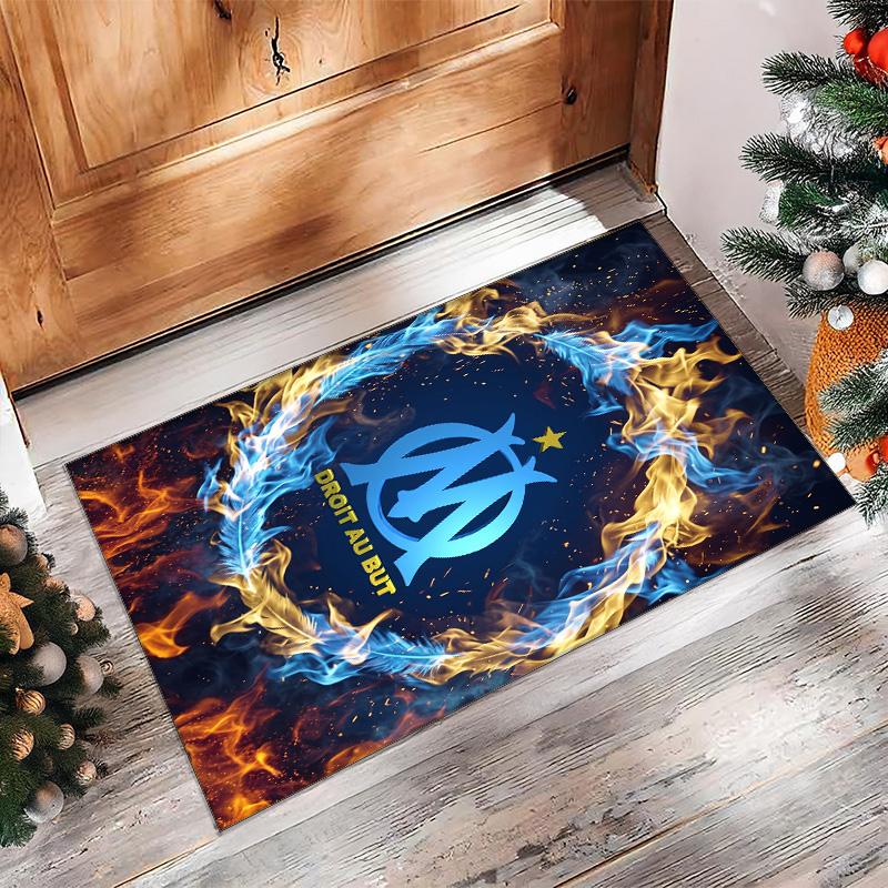 Olympique Lyonnais FC Soccer Football Pattern Soft Area Rug Non Slip Indoor Floor Carpet Sports Decor Mat for Bedroom