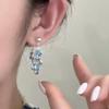 Geometric Circle Blue Zircon Earrings For Women Girl Fashion Shiny Crystal Wedding Stud Earrings Birthday Zircon Gifts