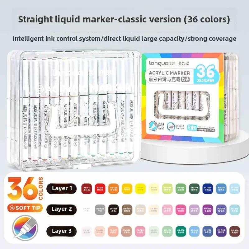 LANGUO 240/9 Colors Acrylic Color Markers Direct Liquid Paint Marker Pen DIY Drawing with Storage Box School Supplies Stationery