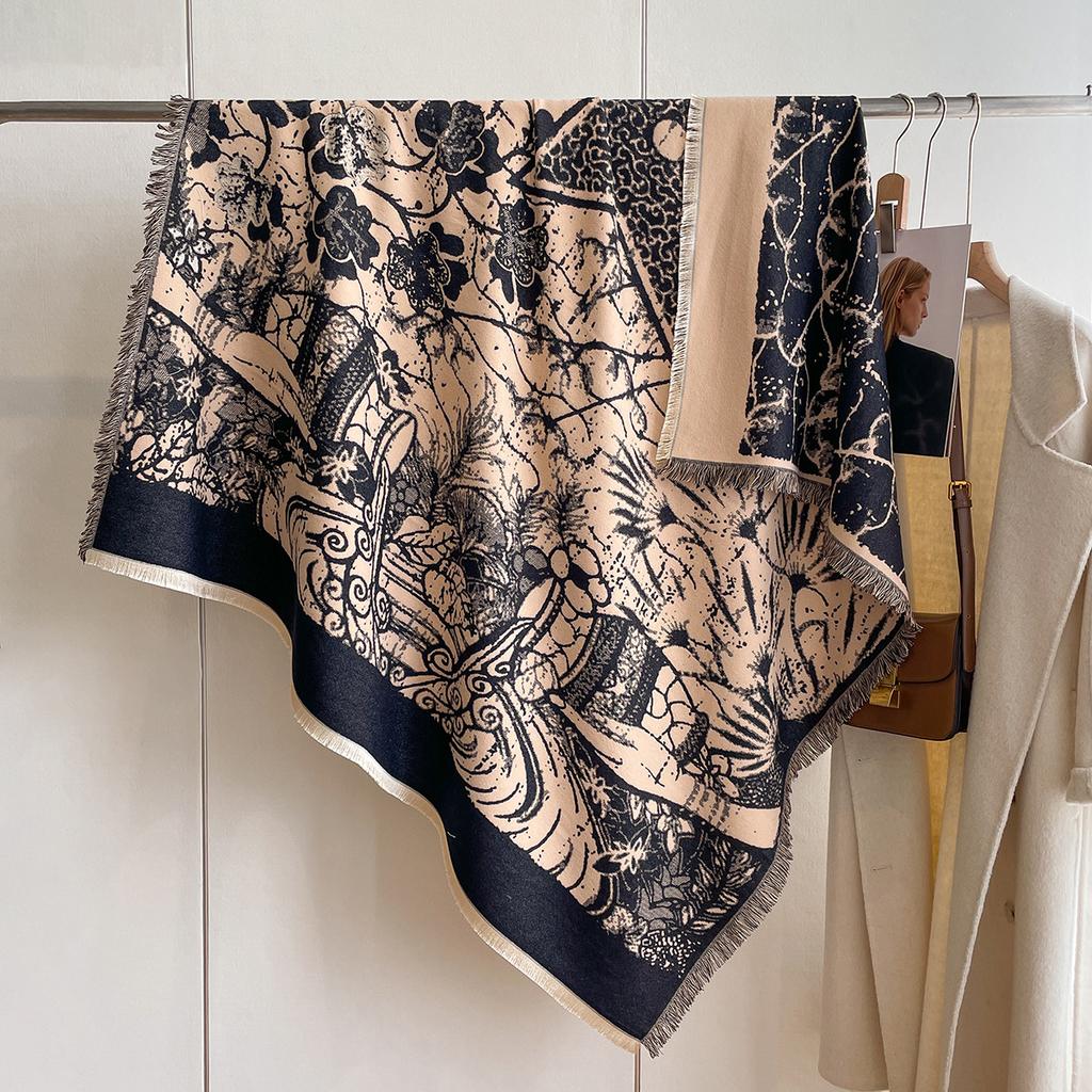 Imitation Cashmere Scarf Women'S Air Conditioner Shawl British Style Square Scarf Long Scarf Short Beard Scarf