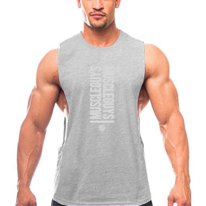 Muscleguys Gyms Stringer Tank Top Herren ärmelloses Shirt Bodybuilding Kleidung Herren Tanktop Fitness Herren Unterhemden Muskelweste XXL graue