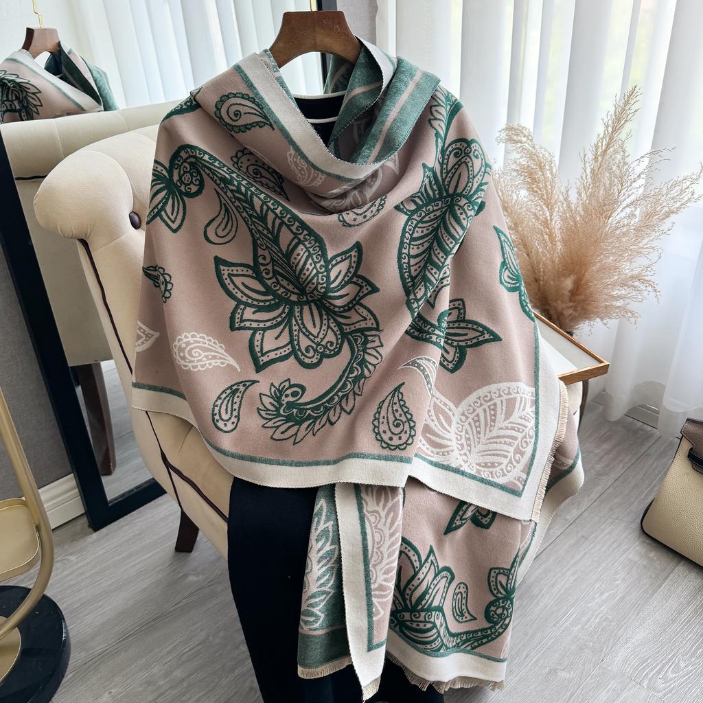 Winter Design Pashmina Decke Kaschmir Schal für Damen Warme Dicke Schals und Wickeltücher Poncho Damen Bufanda Echarpe Quaste Schal