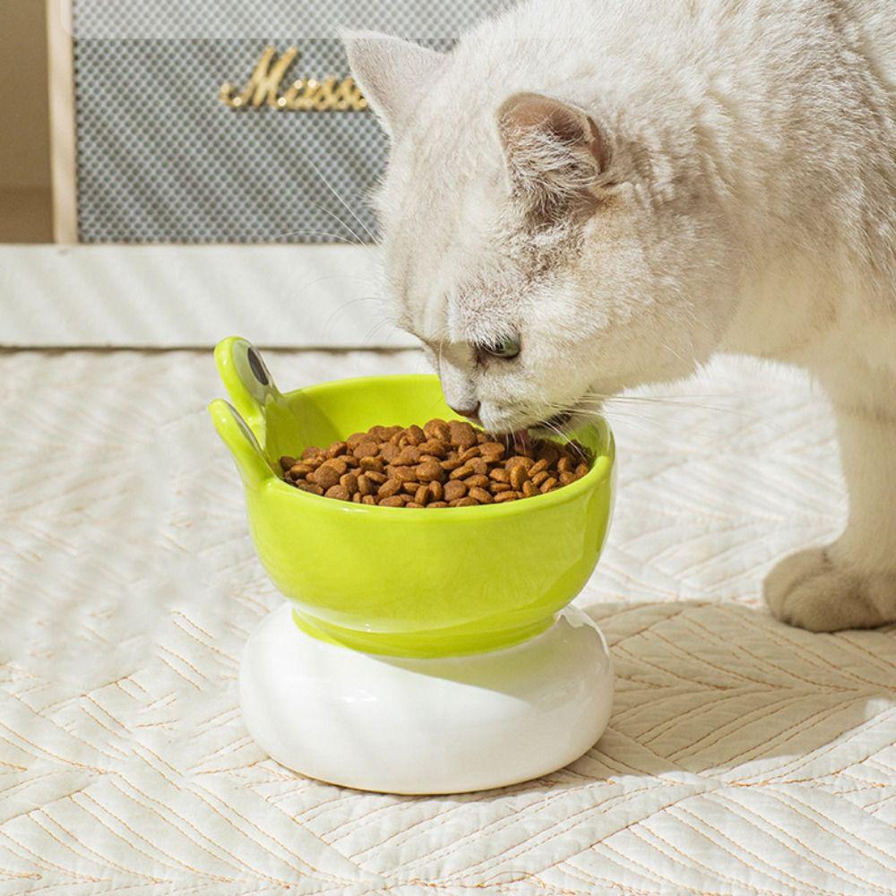 Ceramic Pet High Foot Bowl Cute Dog Food Feeding Basin Pet Drinking Feeder Kitten Puppy