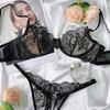 New sexy lace underwear French ultra-thin perspective large size underwear large chest small anti-sagging bra cover