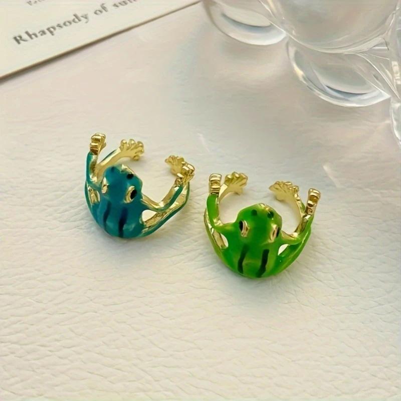 New Originality Tree Frog Ring Alloy Opening Frog Open Rings Cute Animal Shape Jewelry Accessories For Women