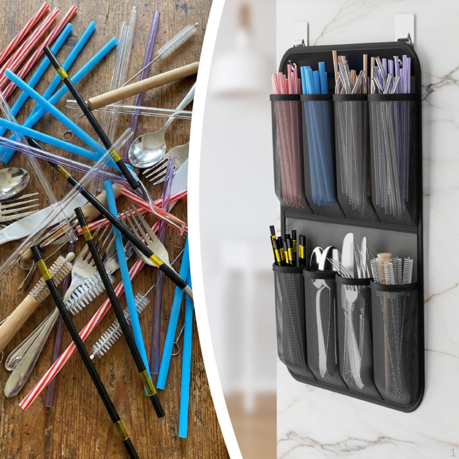 

Utensils Holder Wall Hanging Organizer, Space Saving Multipurpose Over The Door Bag Storage чёрный