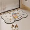 Cartoon Anti-Slip Bathroom Floor Mat - Water-Absorbent Linen Material for Toilet Entryway