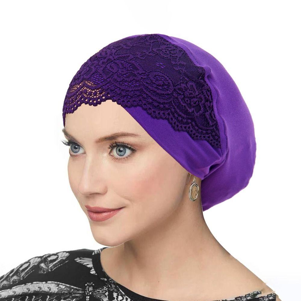 Breathable Inner Hijab Undercap Soft Turbante Fashion Lace Hijab Cap  Women Headwear