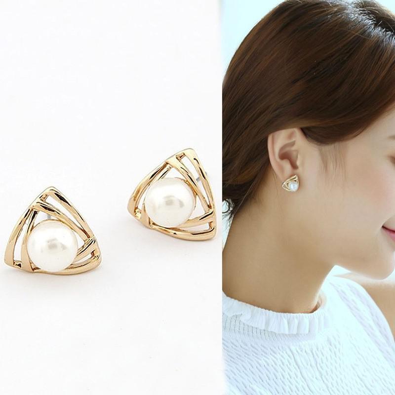 Cross Imitation Pearl Female Elegant Earrings Simple Temperament Korean Fashion Sweet Delicate Earrings Bride Wedding Jewelry