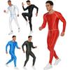 S-3XL Men’s Glossy Athletic Jumpsuit: Slim Fit Bodysuit with Flat Seams, Front Zip & Full Sleeves for Training & Recovery