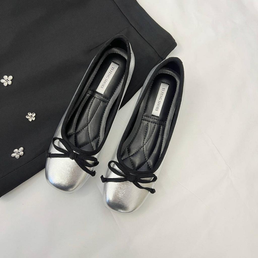 Small Inner Height Increase Square Head Ballet Single Shoes Women's 2025 Spring New Light Mouth Bow with Skirt Mary Jane Shoes