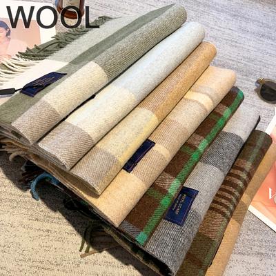 40% Wolle Winter Schal Für Damen Langer Warmer Kaschmir Schals Tücher Dame Karierter Schal Wickel Damen Pashmina Bandana Kopftücher