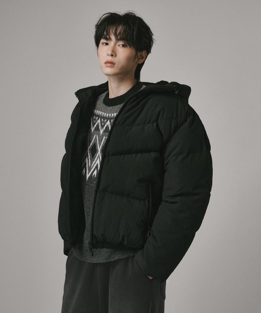 Verdnt Cut-Block Quilted Hooded Padded Jumper [Black]