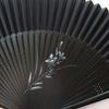 folding black bamboo and silk High-quality silk-covered fan, (5846 Kikyo)