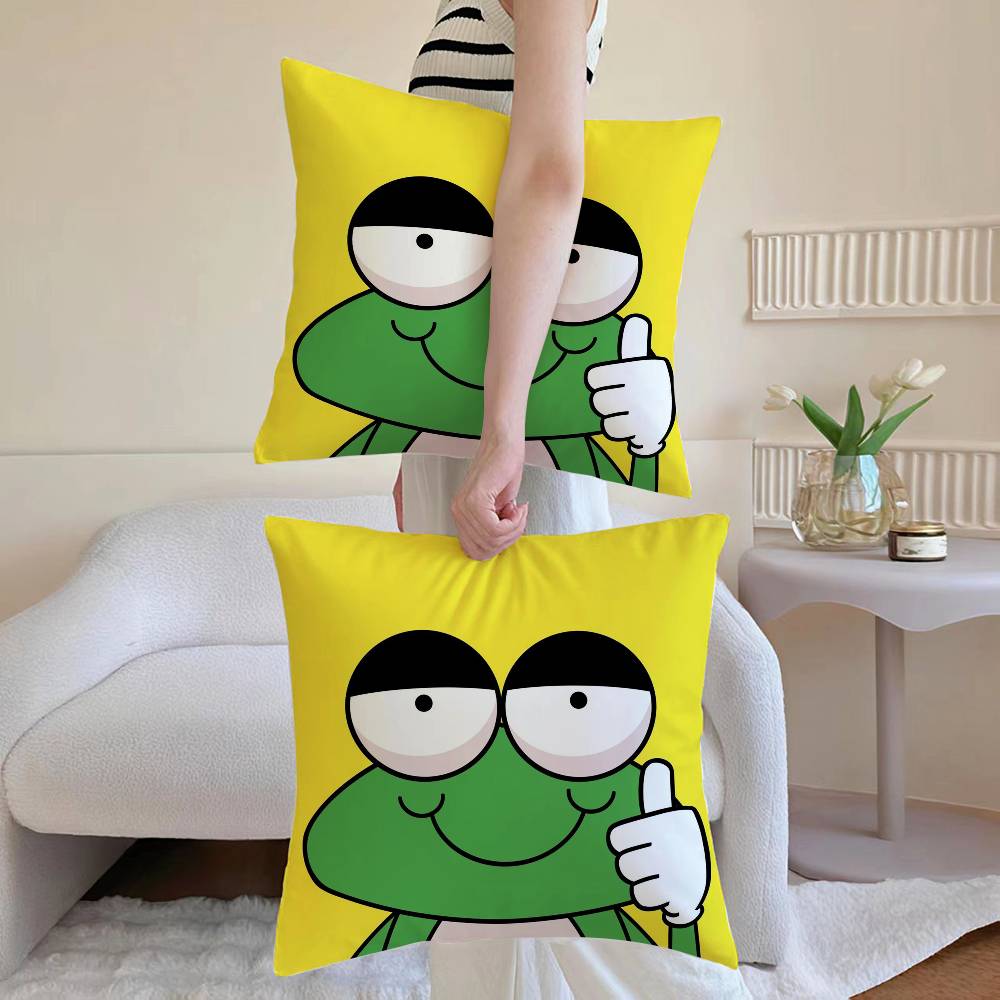 Anime frog Pillow Case Sofa and Living Room Decorative Cushion Covers Dust-proof and Mite-proof Invisible Zipper