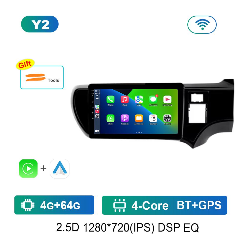 9 Inch DSP Stereo Android OS for Toyota Aqua 2011 - 2017 Navi GPS 4G Car Radio Multimedia Player BT IPS Screen WiFi Cooling Fan