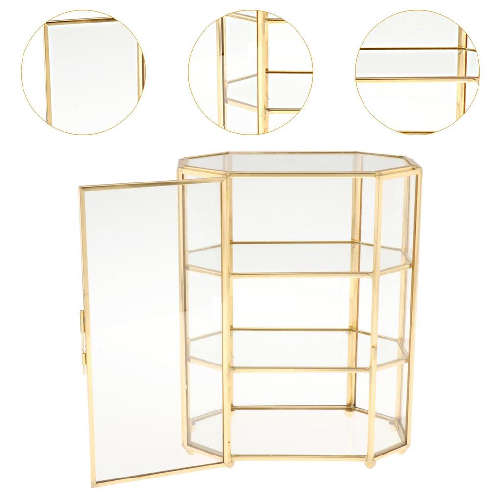 Glass Jewelry Box Organizer 3 Layer Cosmetic Storage Case Display for Rings