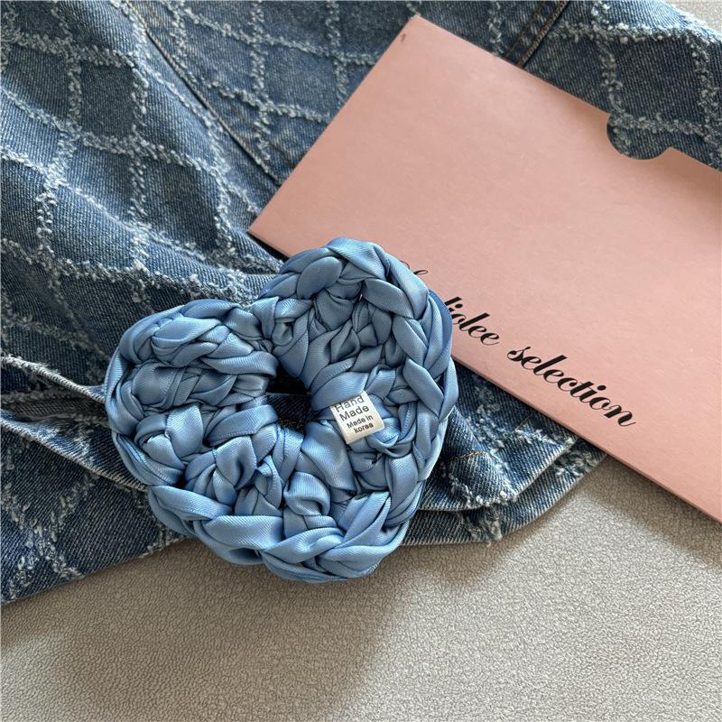 

Woven Heart Hair Tie Elastic Sweet Flower Rubber Band Colorful Creative Hair Rope For Women Personalized Headbands