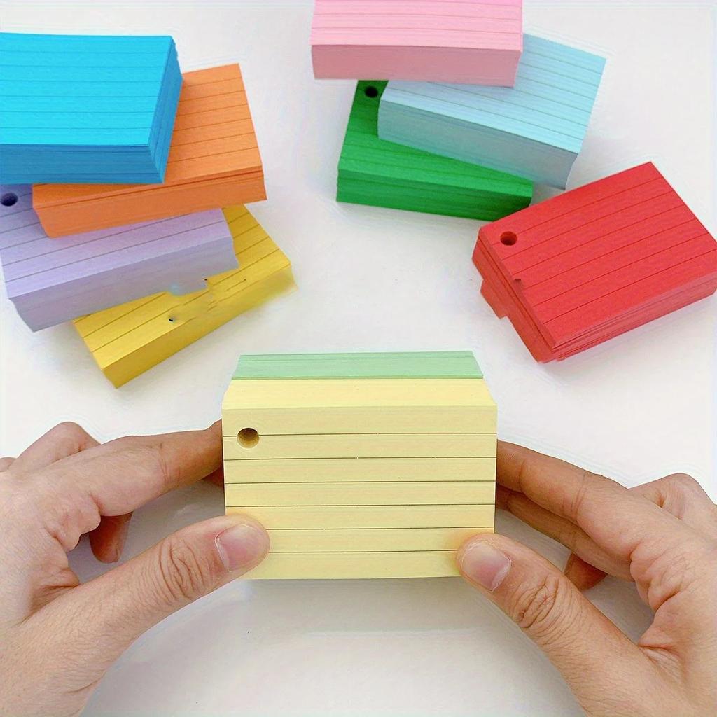 1set Lined Colored Index Cards  –  Ruled Flashcards for Study, Learning, and School Notes – Paper Note Cards