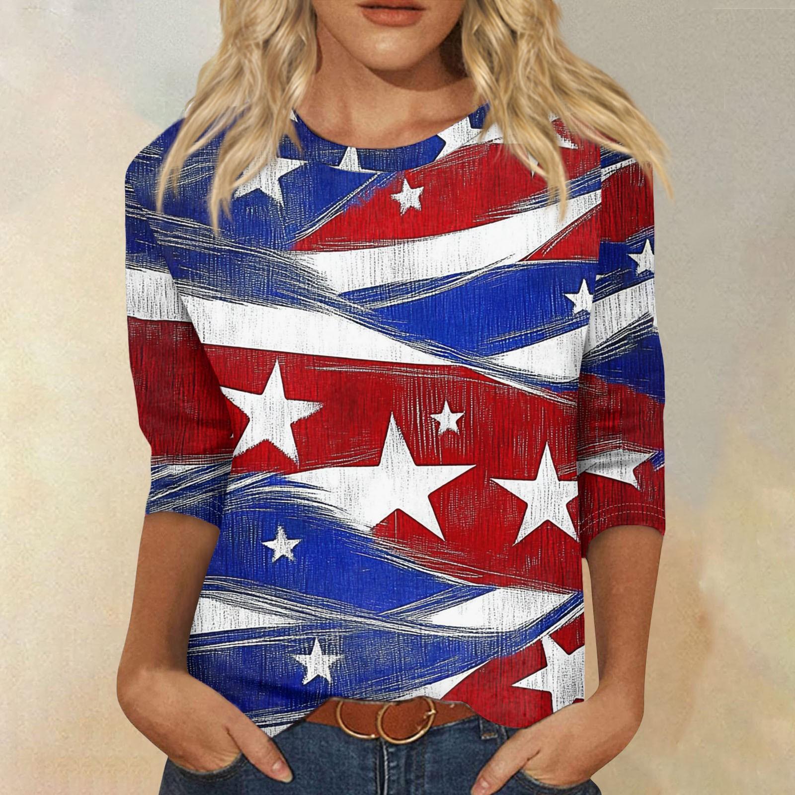 

Женская модная повседневная свободная футболка с круглым вырезом и рукавами 3/4 с принтом, женский топ XXL киноварь